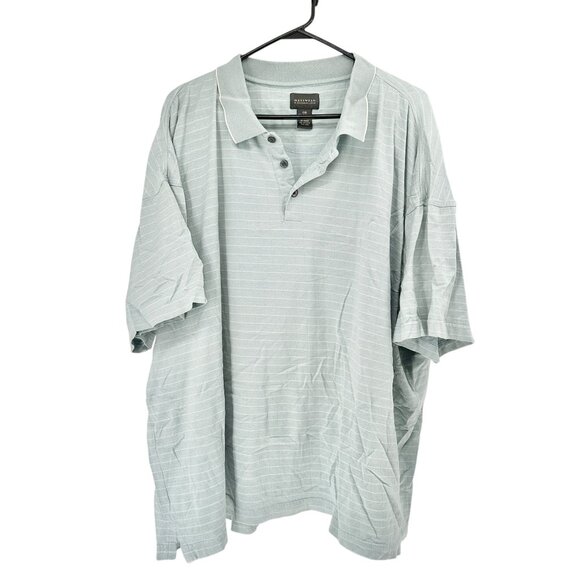 Alexander Lloyd Menswear Polo Shirt 4XB Light Blue Striped Mercerized Cotton - Picture 1 of 6